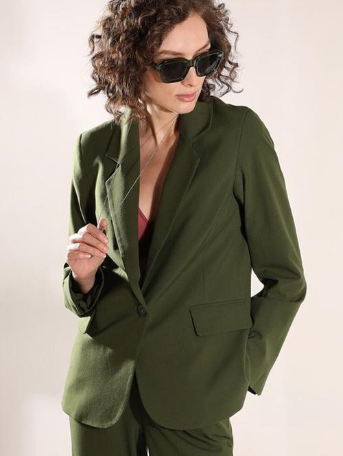 women solid lapel collar single breasted blazer - 22004529 - Very Small Image - 1