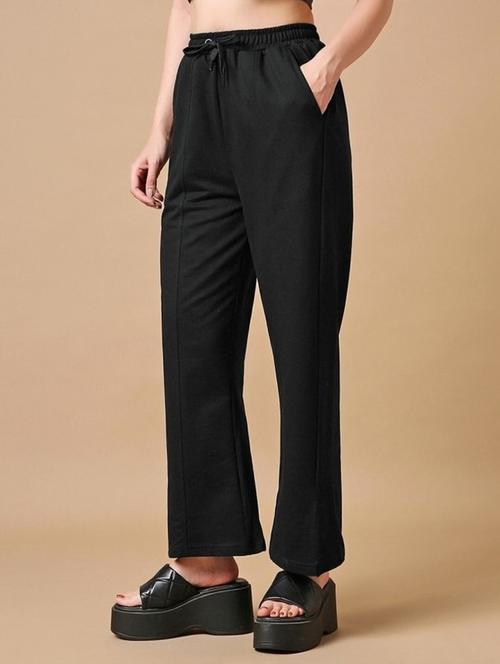 women black solid mid rise straight trouser - 22004536 - Very Small Image - 1