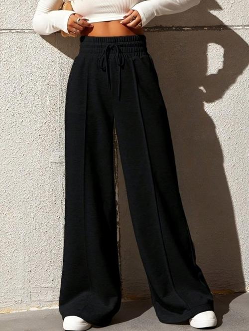 women black solid mid rise wide leg trouser - 22004540 - Very Small Image - 1