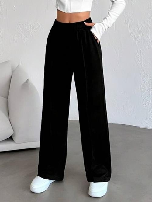 women black solid mid rise straight trouser - 22004542 - Very Small Image - 1