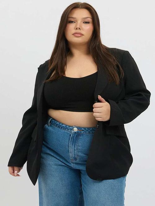 women black solid single breasted blazer - 22004552 - Very Small Image - 1