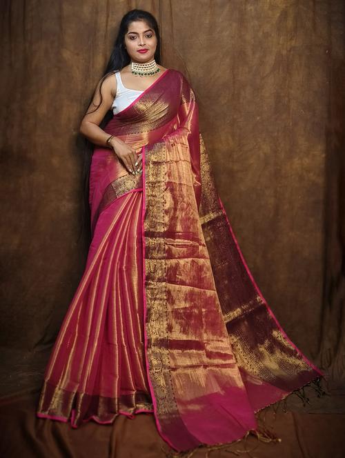 women solid with bordered saree - 22004990 - Very Small Image - 1