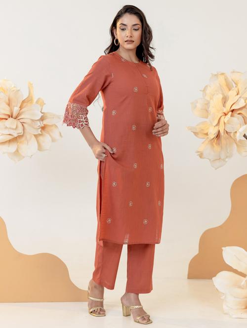 women floral three quarter sleeve kurta pant set - 22005444 - Very Small Image - 1