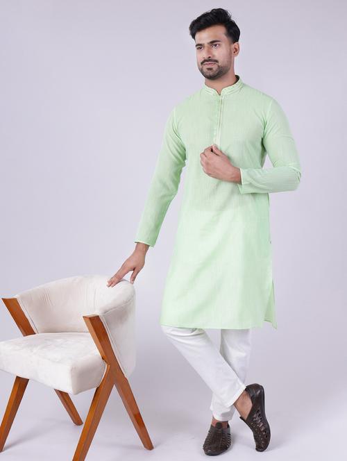 men solid mandarin neck kurta pyjama ethnic wear set - 22005484 - Very Small Image - 1