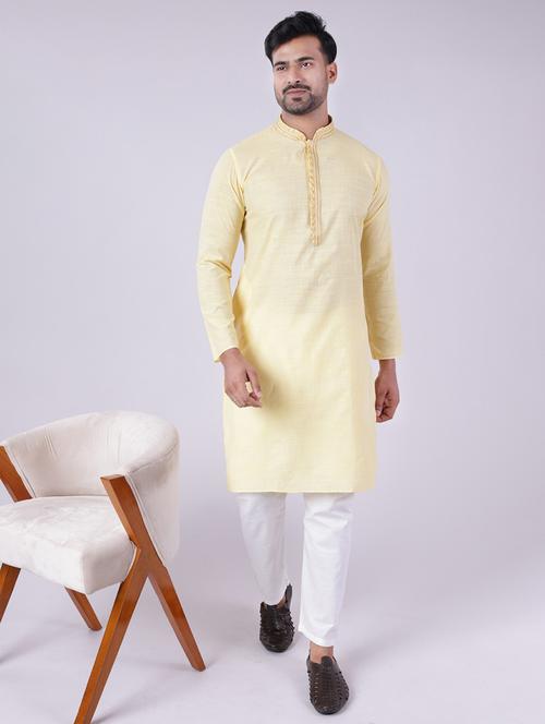 men solid mandarin neck kurta pyjama ethnic wear set - 22005485 - Very Small Image - 1