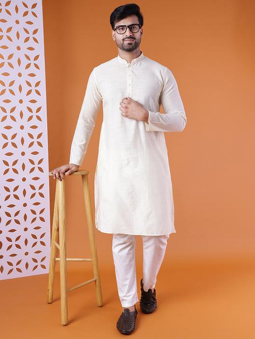 men solid mandarin neck kurta pyjama ethnic wear set - 22005486 - Very Small Image - 1