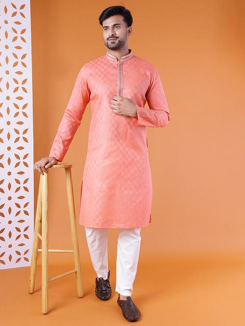 men self design mandarin neck kurta pyjama ethnic wear set - 22005493 - Very Small Image - 1