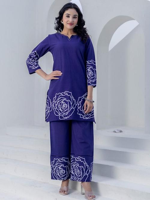 women floral three quarter sleeve ethnic co-ord set - 22006060 - Very Small Image - 1