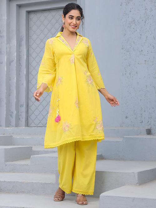 women floral three quarter sleeve kurta pant set - 22006083 - Very Small Image - 1