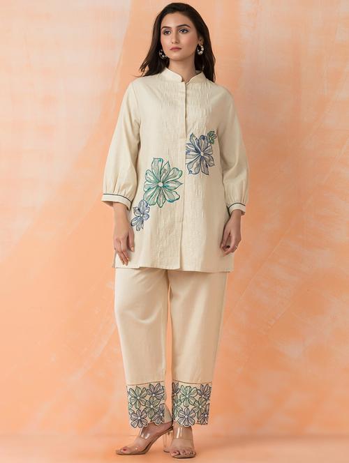 women floral long sleeve ethnic co-ord set - 22006087 - Very Small Image - 1