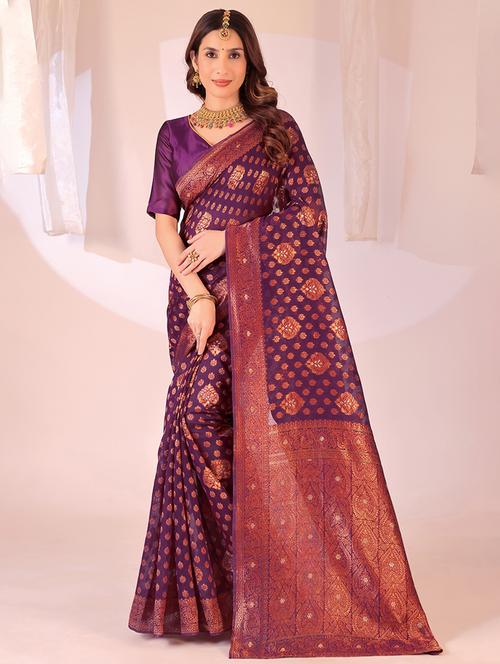 women self design banarasi saree with blouse - 22007035 - Very Small Image - 1