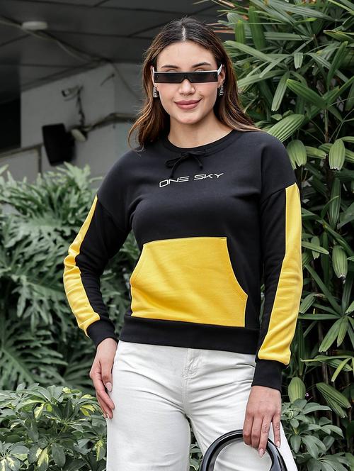 women color block long sleeve pullover sweatshirt - 22008247 - Very Small Image - 1