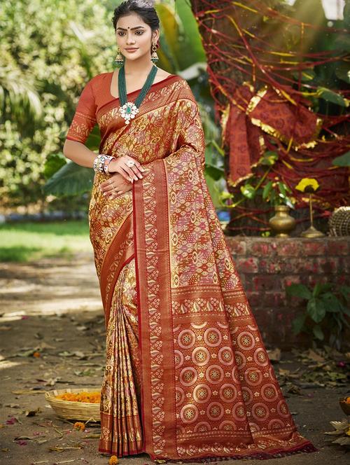 women self design kanjivaram saree with blouse - 22008673 - Very Small Image - 1