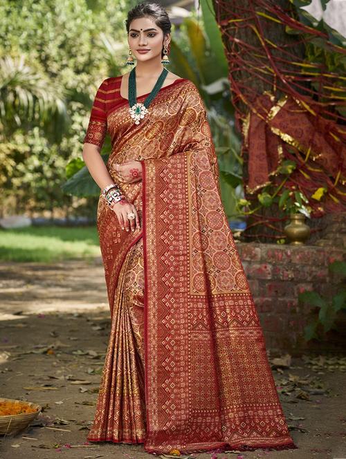 women self design kanjivaram saree with blouse - 22008688 - Very Small Image - 1