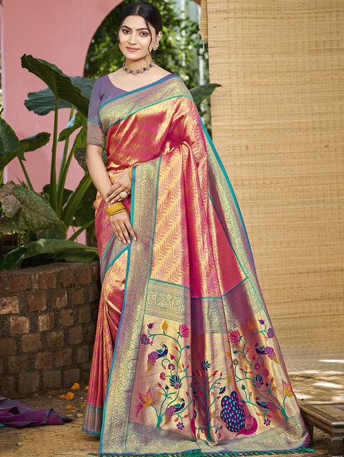 women self design kanjivaram saree with blouse - 22008689 - Very Small Image - 1