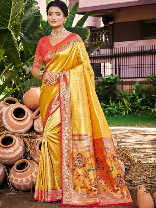 women self design kanjivaram saree with blouse - 22008695 - Very Small Image - 1