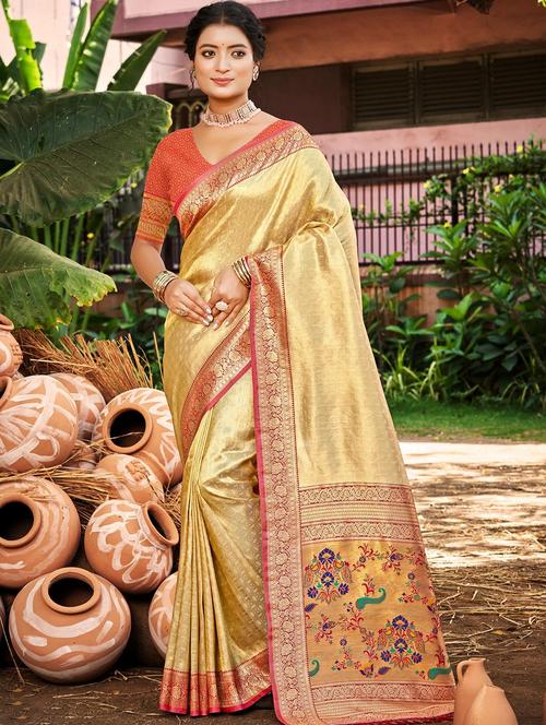 women self design kanjivaram saree with blouse - 22008697 - Very Small Image - 1