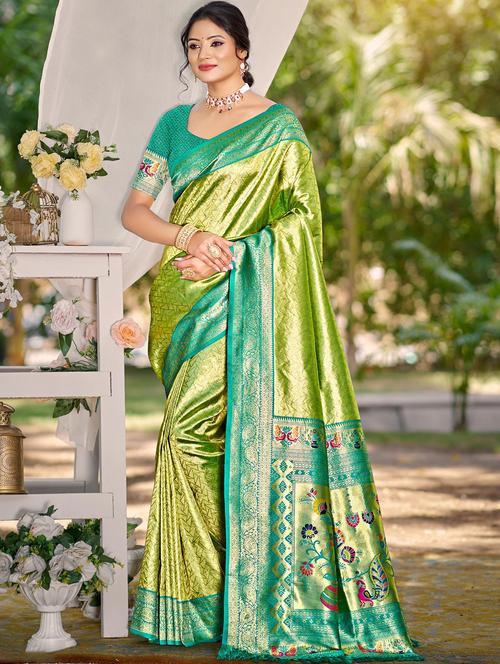 women self design kanjivaram saree with blouse - 22008702 - Very Small Image - 1