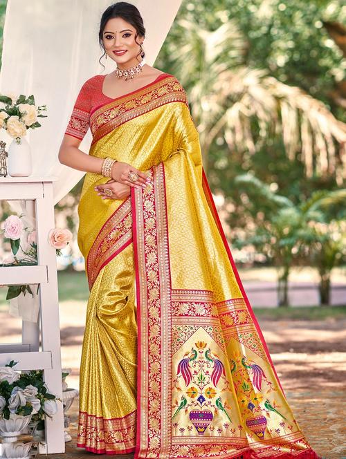 women self design kanjivaram saree with blouse - 22008707 - Very Small Image - 1