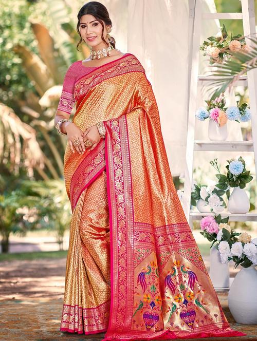 women self design kanjivaram saree with blouse - 22008709 - Very Small Image - 1