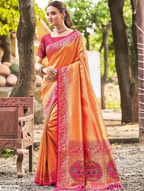 women self design kanjivaram saree with blouse - 22008713 - Very Small Image - 1