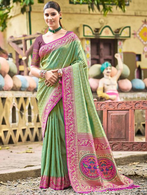 women self design kanjivaram saree with blouse - 22008714 - Very Small Image - 1