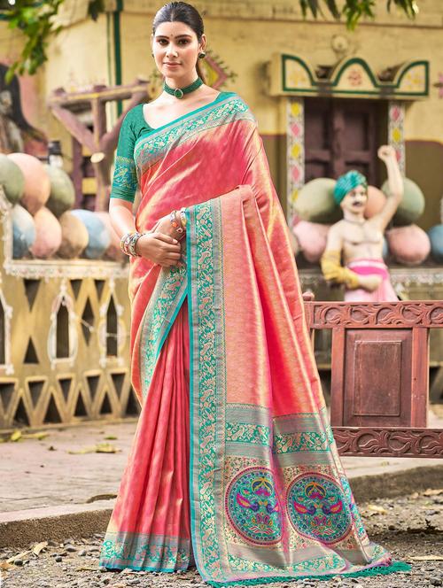 women self design kanjivaram saree with blouse - 22008716 - Very Small Image - 1