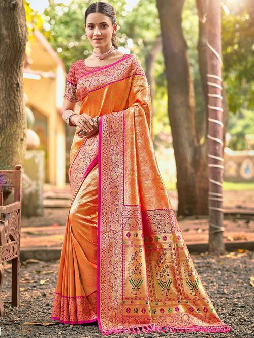 women self design kanjivaram saree with blouse - 22008724 - Very Small Image - 1