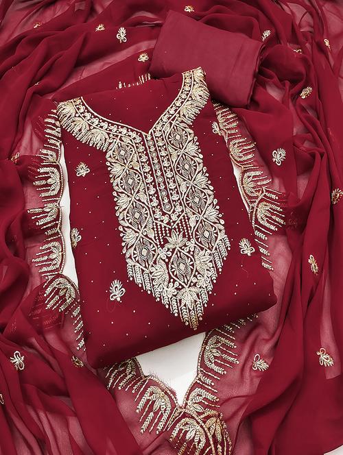 women solid with work zari work unstitched suit set - 22009188 - Very Small Image - 1