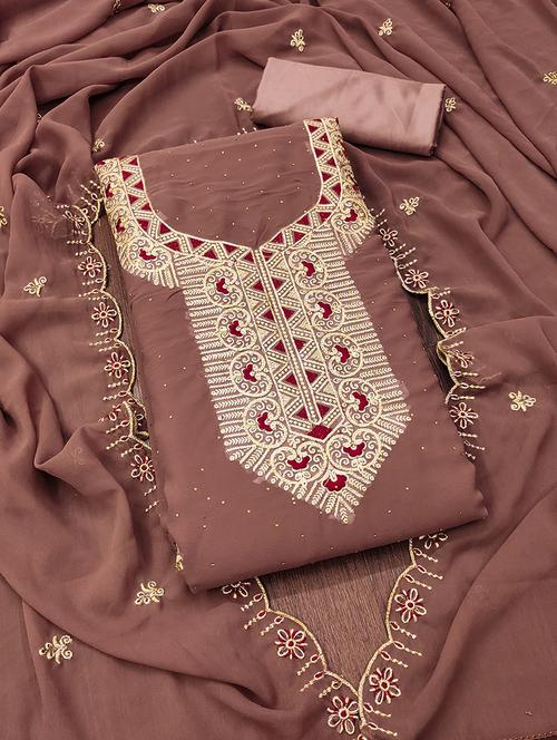 women solid with work zari work unstitched suit set - 22009190 - Very Small Image - 1