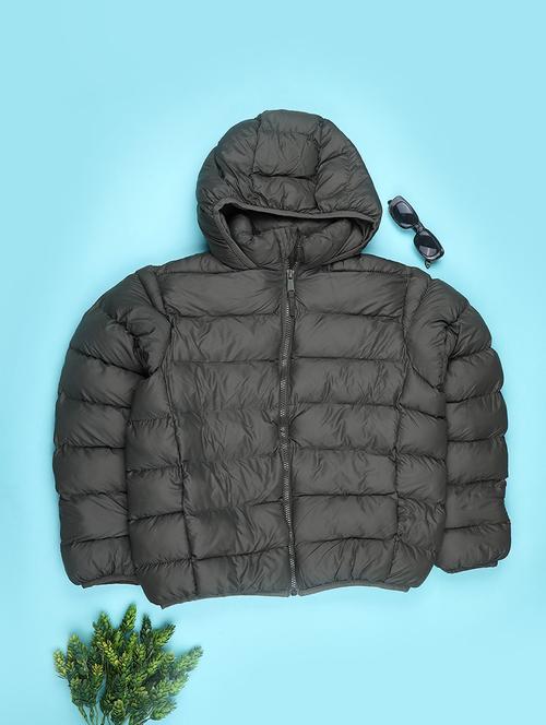 boys solid long sleeve hooded quilted jacket - 22010407 - Very Small Image - 1