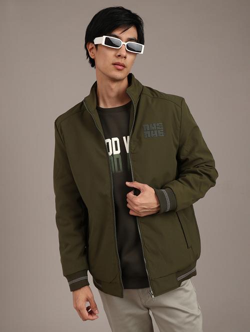 men solid long sleeve bomber jacket - 22011048 - Very Small Image - 1