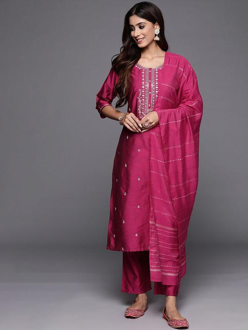 women embroidered three quarter sleeve kurta pant with dupatta set - 22011271 - Very Small Image - 1