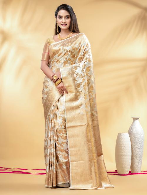 women self design banarasi saree with blouse - 22011295 - Very Small Image - 1