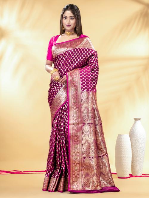 women self design banarasi saree with blouse - 22011307 - Very Small Image - 1