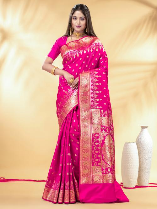 women self design banarasi saree with blouse - 22011309 - Very Small Image - 1
