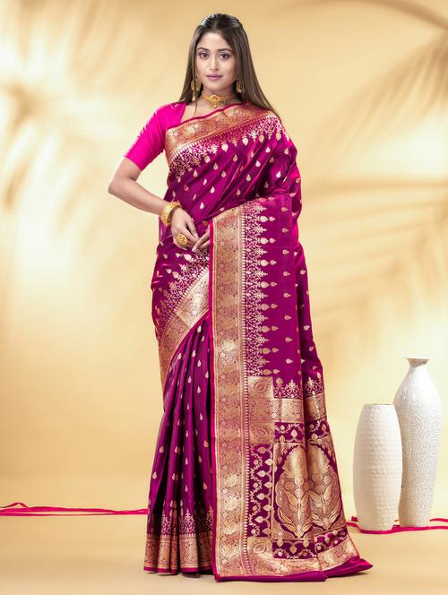 women self design banarasi saree with blouse - 22011310 - Very Small Image - 1