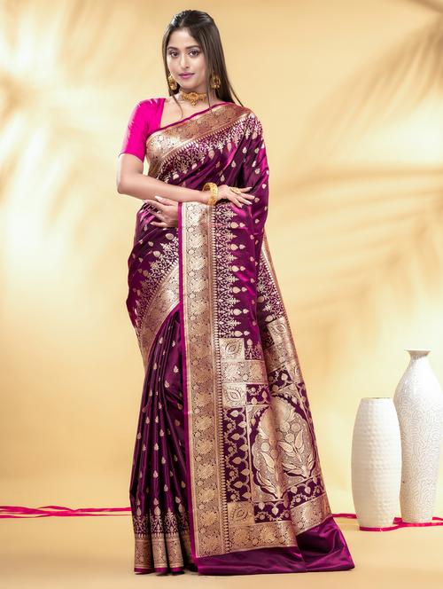 women self design banarasi saree with blouse - 22011313 - Very Small Image - 1