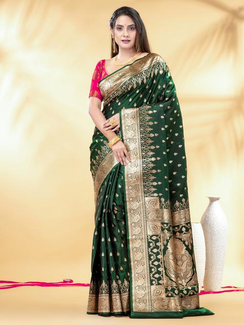 women self design banarasi saree with blouse - 22011314 - Very Small Image - 1