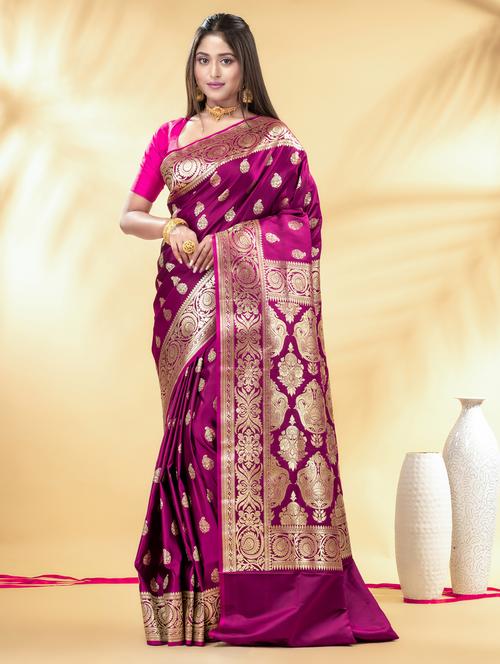 women self design banarasi saree with blouse - 22011316 - Very Small Image - 1