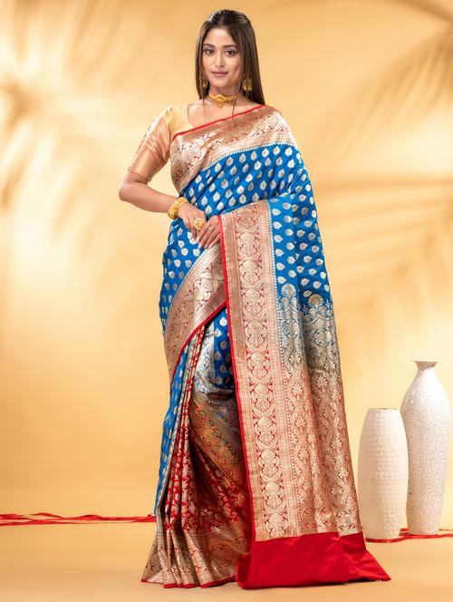 women self design banarasi saree with blouse - 22011317 - Very Small Image - 1