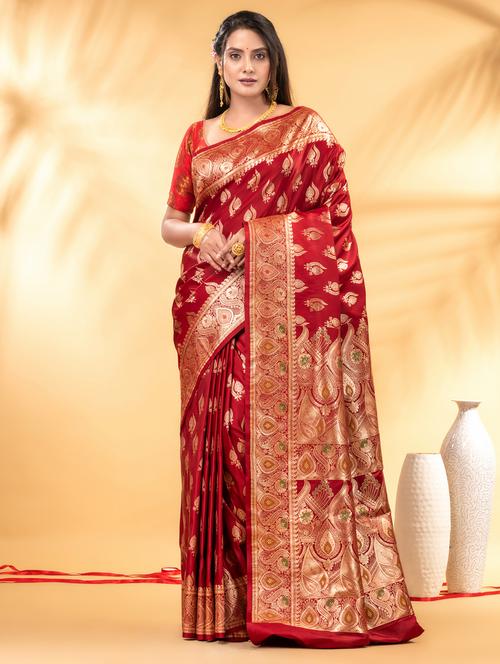 women self design banarasi saree with blouse - 22011322 - Very Small Image - 1