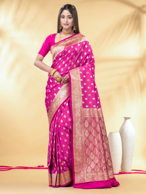 women self design banarasi saree with blouse - 22011326 - Very Small Image - 1