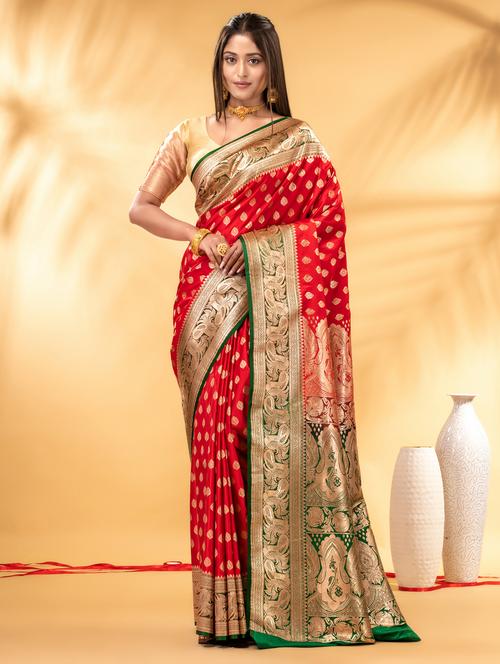 women self design banarasi saree with blouse - 22011335 - Very Small Image - 1