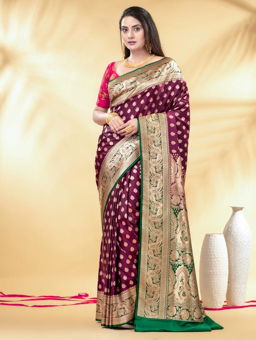 women self design banarasi saree with blouse - 22011338 - Very Small Image - 1