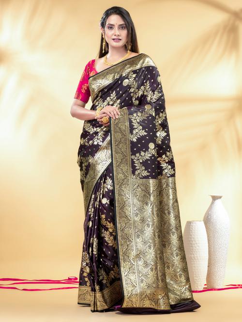 women self design banarasi saree with blouse - 22011344 - Very Small Image - 1