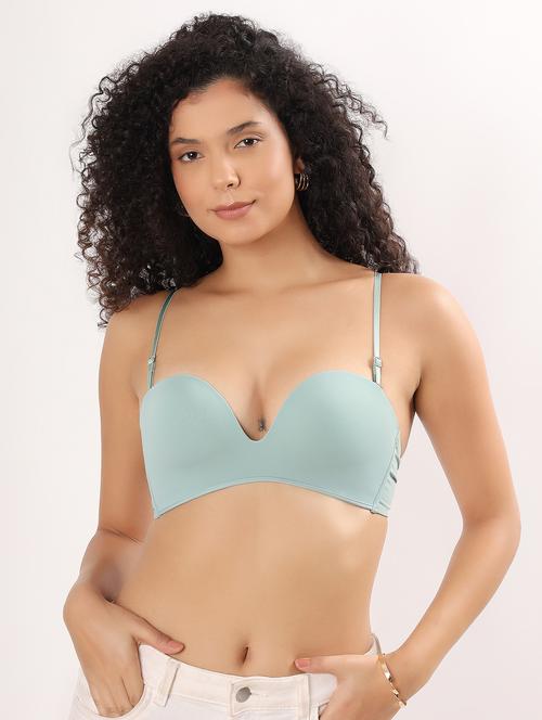 women solid lightly padded balconette bra - 22011380 - Very Small Image - 1