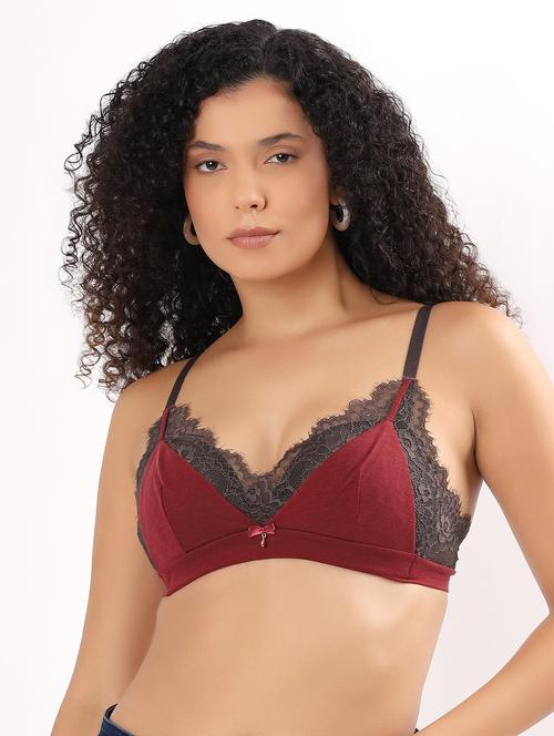 women solid lightly padded lace t-shirt bra - 22011387 - Very Small Image - 1