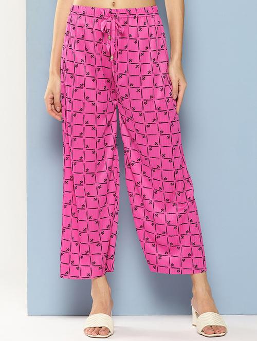 girls printed mid rise straight palazzo - 22012172 - Very Small Image - 1