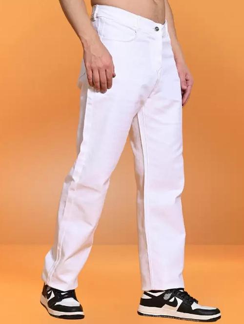 men white solid mid rise relaxed fit jeans - 22012207 - Very Small Image - 1
